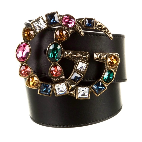 Gucci Accessories - Gucci Black Leather Belt NWT Multicolor Crystal Gemstones